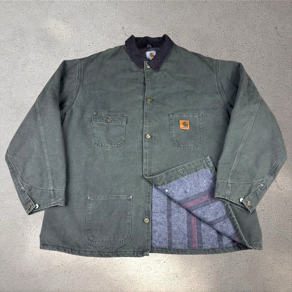 Vintage Carhartt Blanket Lined Chore Coat 3XL Tall USA Made C02 MOS Jacket